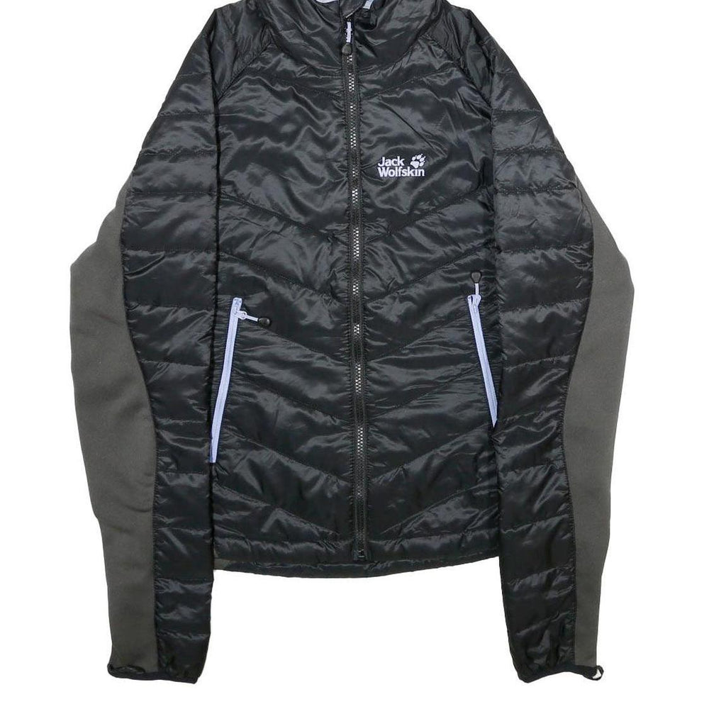 JACK WOLFSKIN Womens Black Outdoor Jacket UK 10 Polyester Blend Puffer Hooded