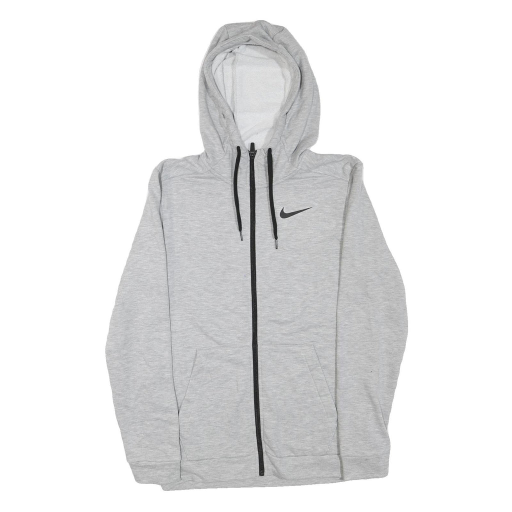 NIKE Mens Grey Hoodie S Full Zip Cotton Blend Sweatshirt Sports Casual