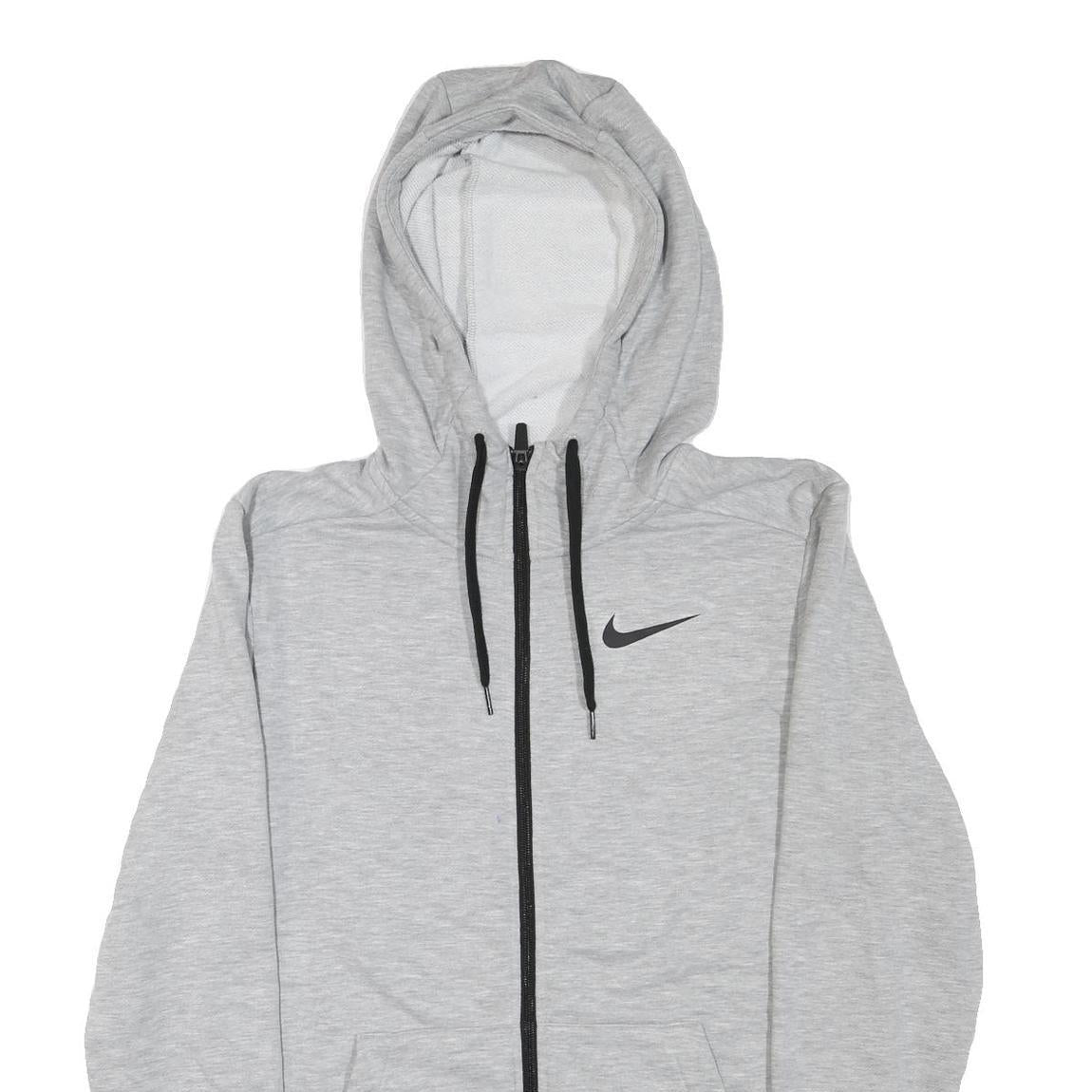 NIKE Mens Grey Hoodie S Full Zip Cotton Blend Sweatshirt Sports Casual
