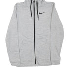 NIKE Mens Grey Hoodie S Full Zip Cotton Blend Sweatshirt Sports Casual