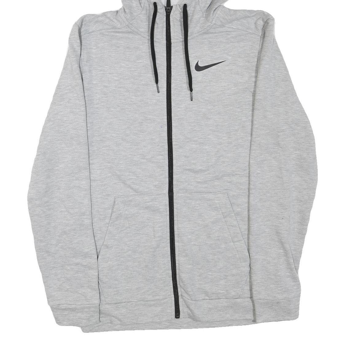 NIKE Mens Grey Hoodie S Full Zip Cotton Blend Sweatshirt Sports Casual