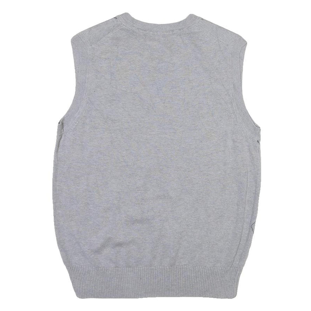 APT 9 Womens Grey & Black Argyle Cotton Blend Patterned V-Neck Jumper S