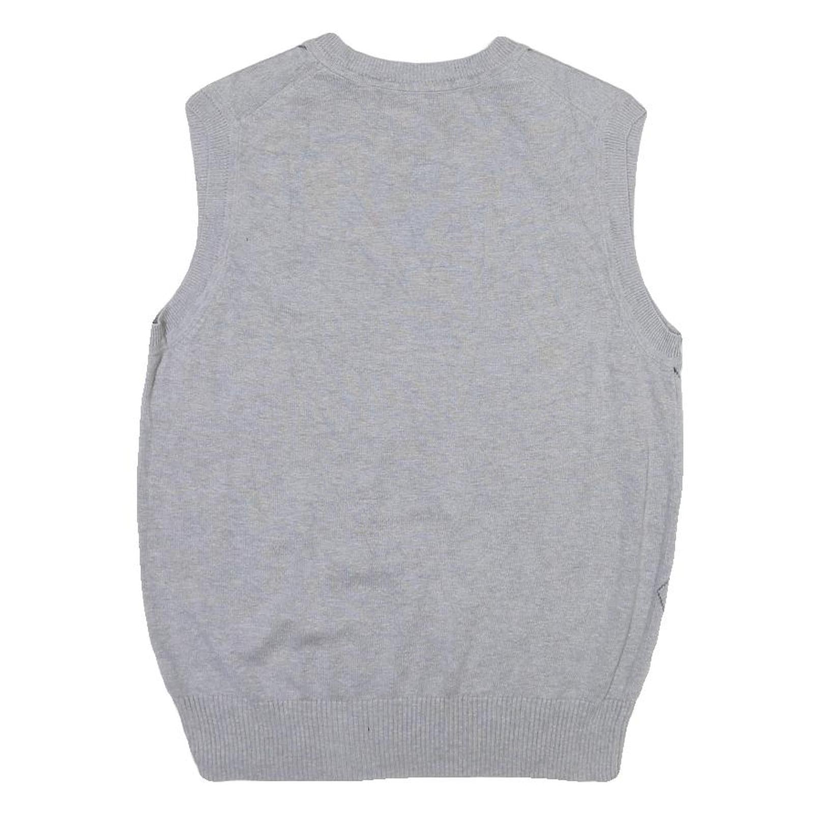APT 9 Womens Grey & Black Argyle Cotton Blend Patterned V-Neck Jumper S