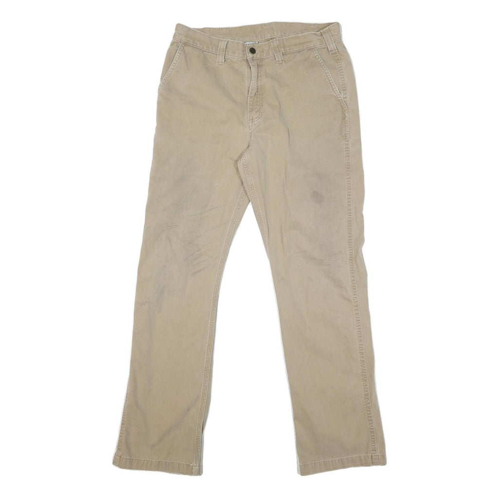 CARHARTT Mens Cotton Blend Beige Regular Straight Trousers W34 L32 Workwear