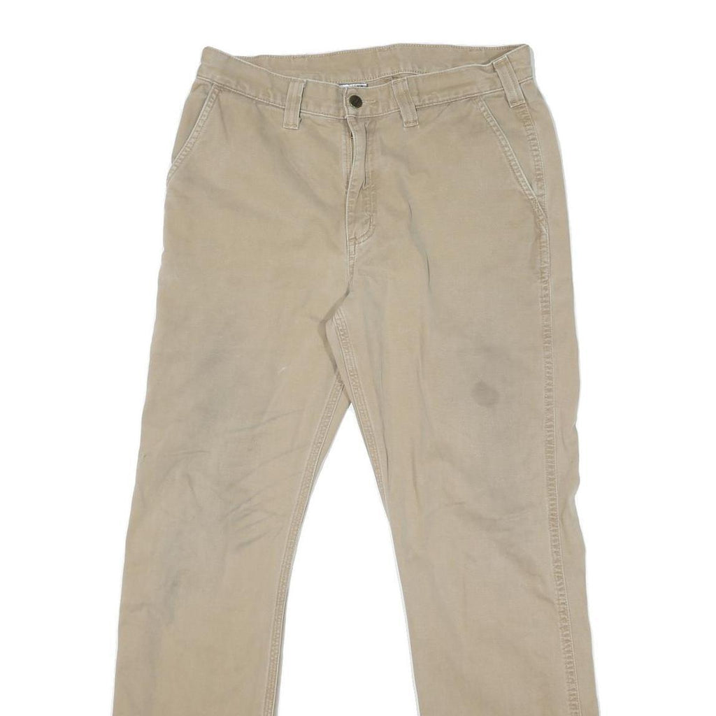CARHARTT Mens Cotton Blend Beige Regular Straight Trousers W34 L32 Workwear