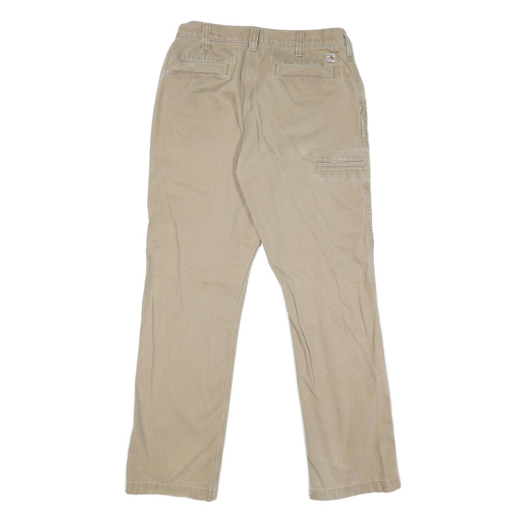 CARHARTT Mens Cotton Blend Beige Regular Straight Trousers W34 L32 Workwear