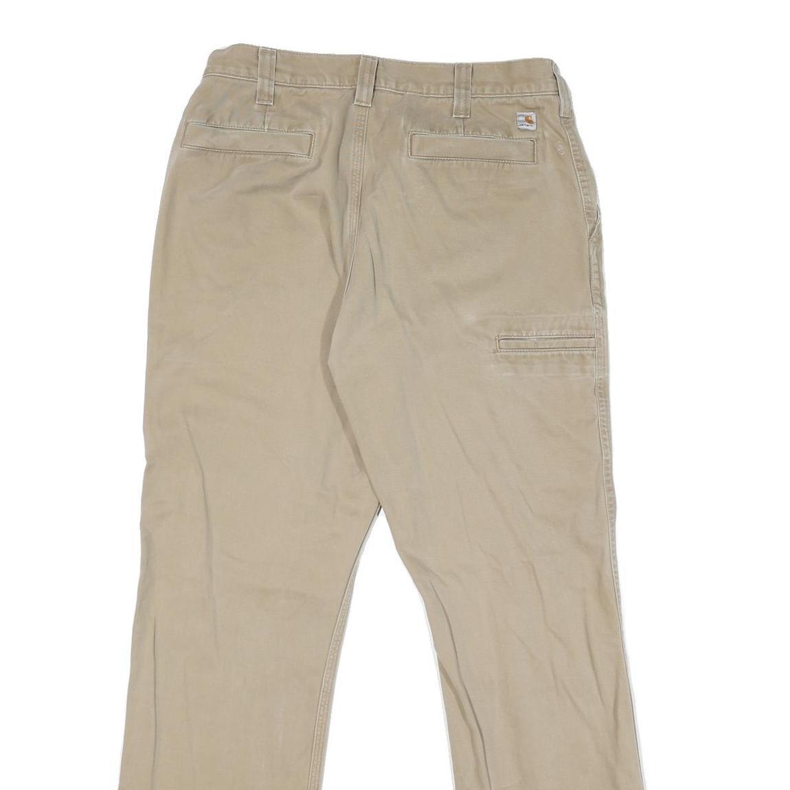 CARHARTT Mens Cotton Blend Beige Regular Straight Trousers W34 L32 Workwear
