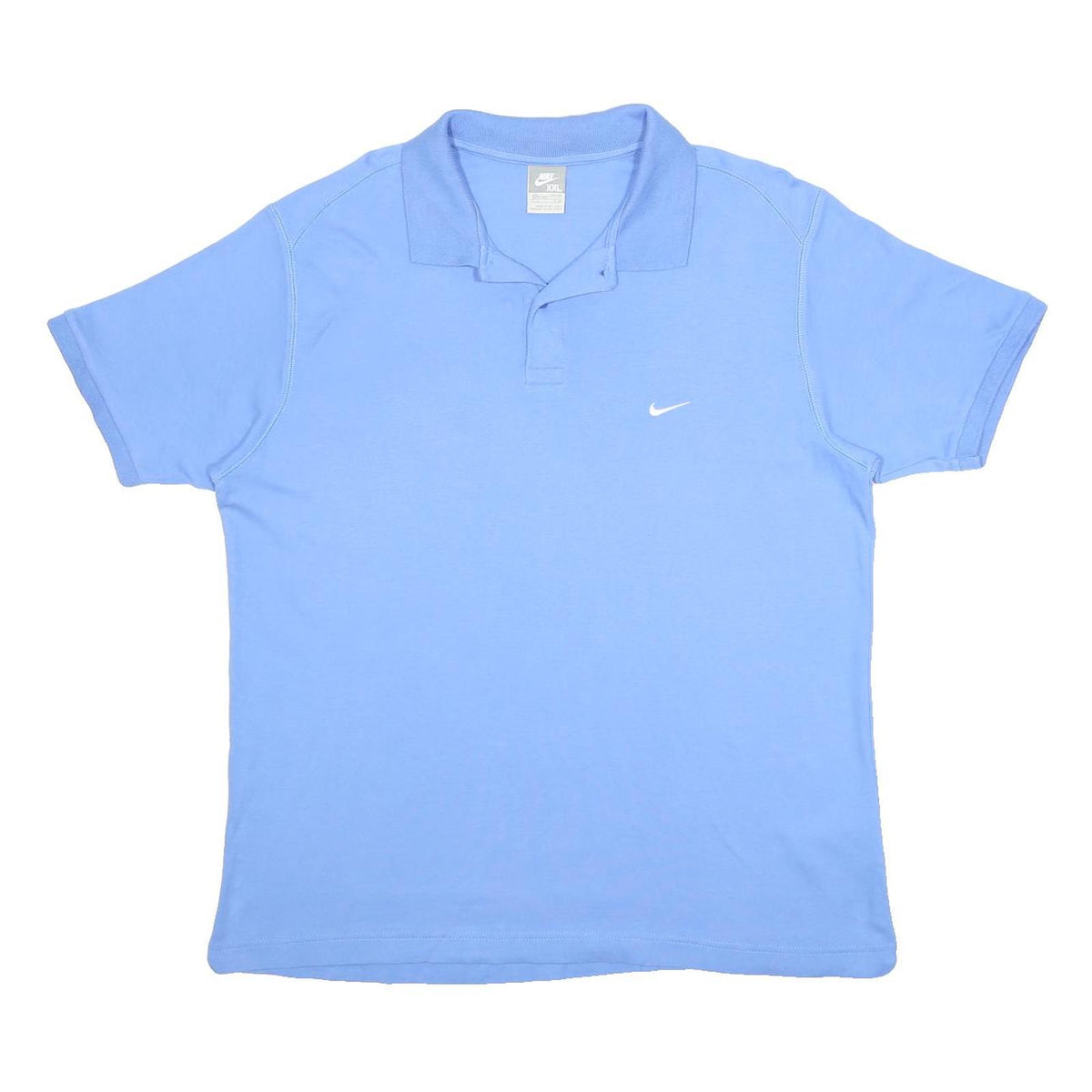 NIKE Mens Blue Short Sleeve Plain 2XL Cotton Polo Shirt Classic Sportswear