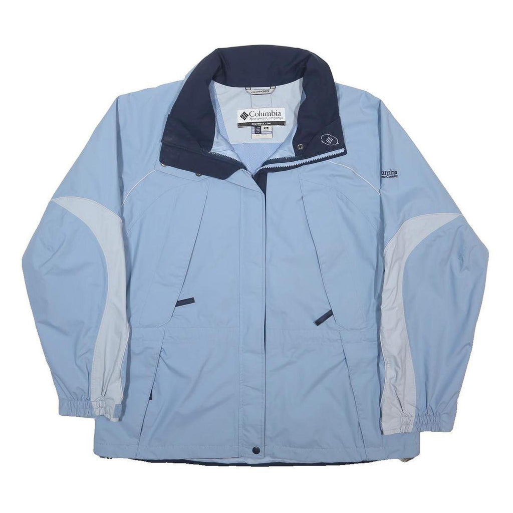 COLUMBIA Womens Blue & White Outdoor Jacket XL Nylon Zip Sportwear