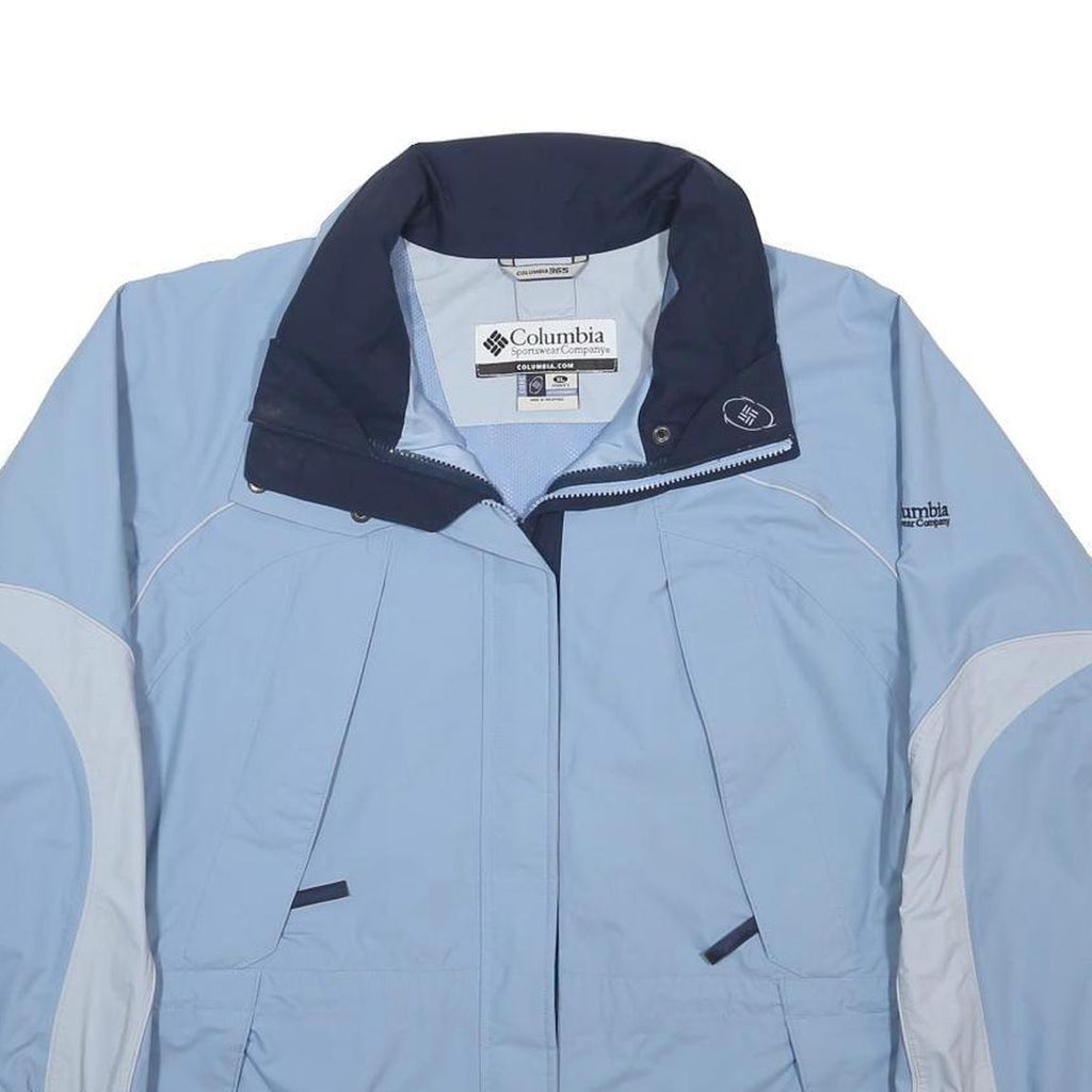 COLUMBIA Womens Blue & White Outdoor Jacket XL Nylon Zip Sportwear