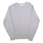 ARROW Womens Grey & Lilac Patterned Jumper Crew Neck Basic Knit L Cotton Blend