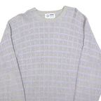 ARROW Womens Grey & Lilac Patterned Jumper Crew Neck Basic Knit L Cotton Blend