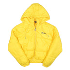 ELLESSE Womens Yellow Hooded Puffer Jacket UK 10 Polyester Blend Zip Logo