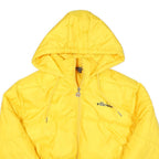 ELLESSE Womens Yellow Hooded Puffer Jacket UK 10 Polyester Blend Zip Logo