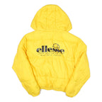 ELLESSE Womens Yellow Hooded Puffer Jacket UK 10 Polyester Blend Zip Logo