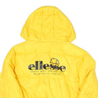 ELLESSE Womens Yellow Hooded Puffer Jacket UK 10 Polyester Blend Zip Logo