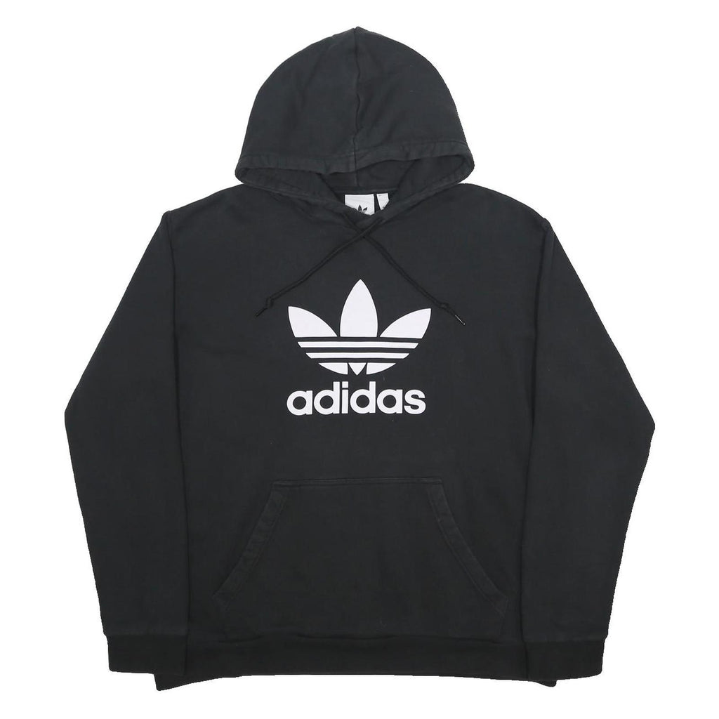 ADIDAS Mens Black Hoodie XL Cotton Blend Pullover Logo Sweater Casual