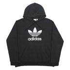 ADIDAS Mens Black Hoodie XL Cotton Blend Pullover Logo Sweater Casual