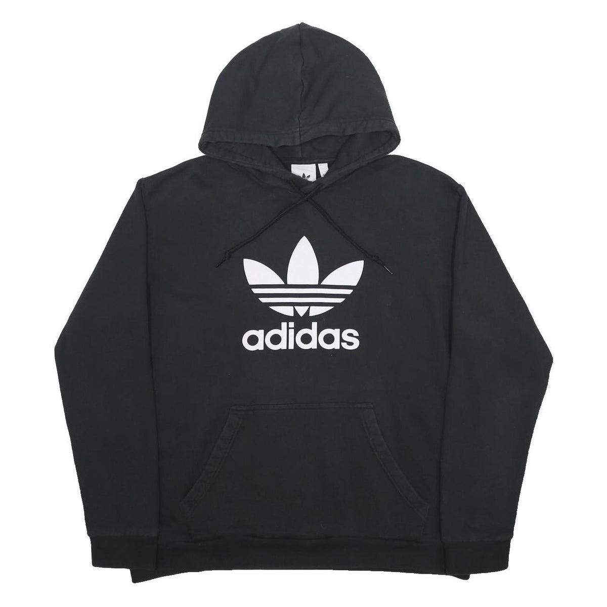 ADIDAS Mens Black Hoodie XL Cotton Blend Pullover Logo Sweater Casual