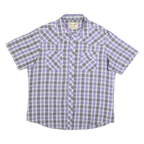 WRANGLER Mens Purple & Black Check Shirt XL Western Short Sleeve Casual Retro