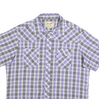 WRANGLER Mens Purple & Black Check Shirt XL Western Short Sleeve Casual Retro