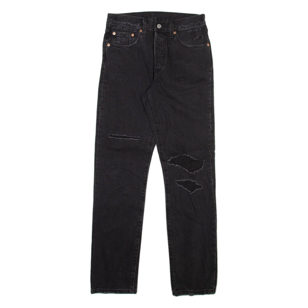 LEVI'S 501 Jeans Distressed Womens Grey Regular Straight W27 L30