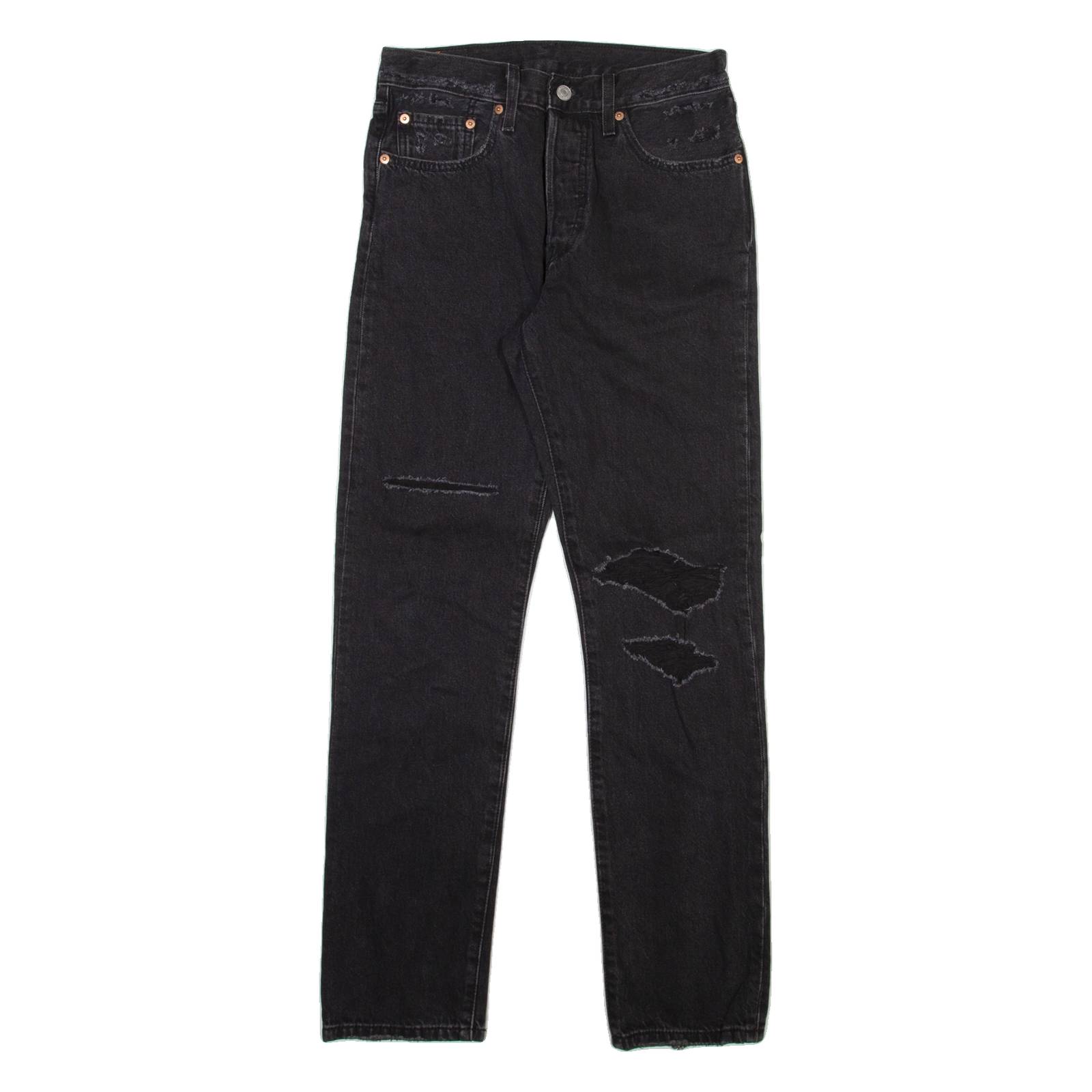 LEVI'S 501 Jeans Distressed Womens Grey Regular Straight W27 L30