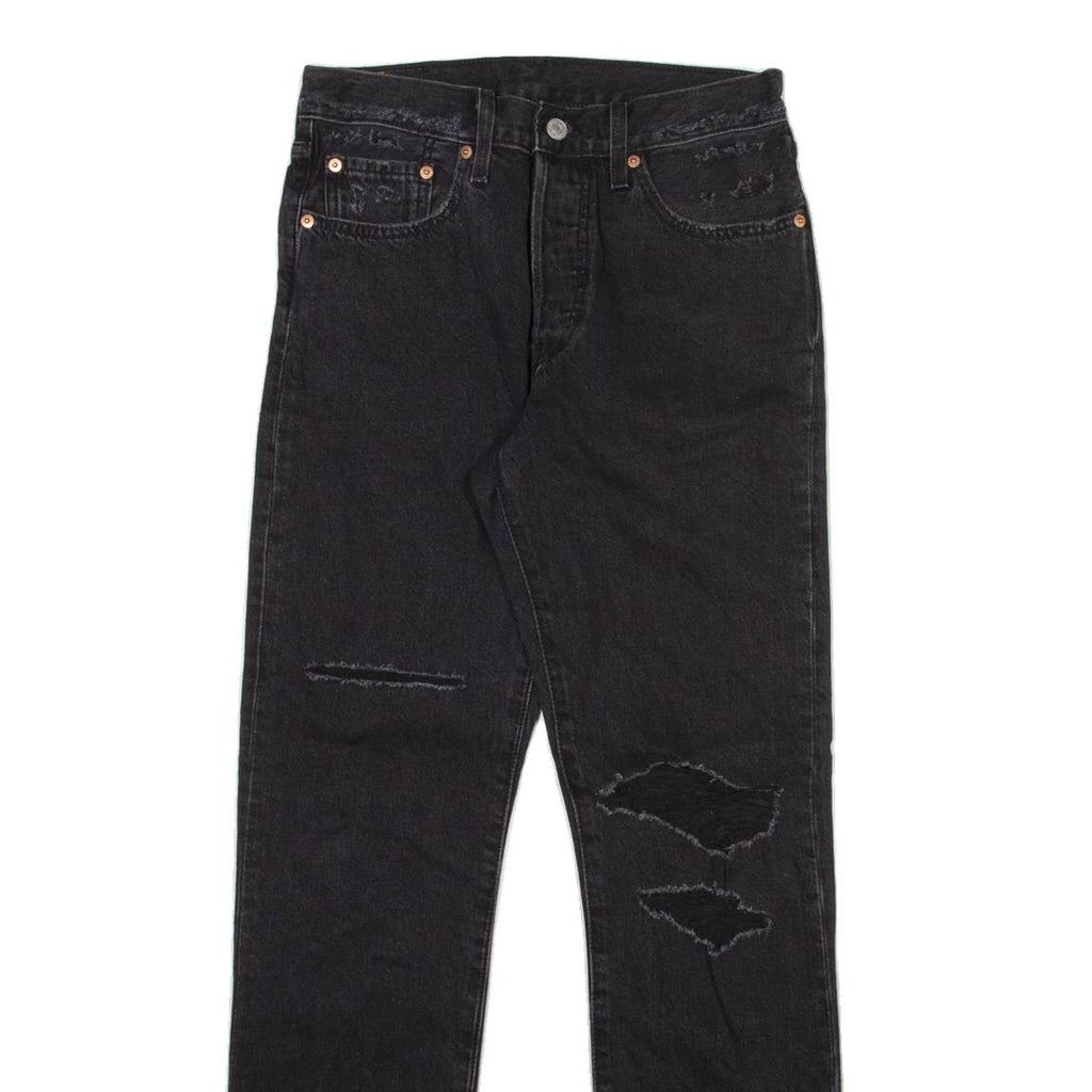 LEVI'S 501 Jeans Distressed Womens Grey Regular Straight W27 L30
