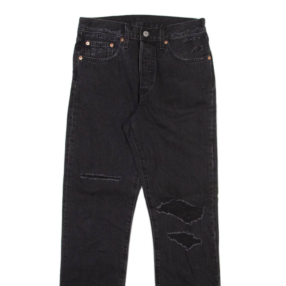 LEVI'S 501 Jeans Distressed Womens Grey Regular Straight W27 L30