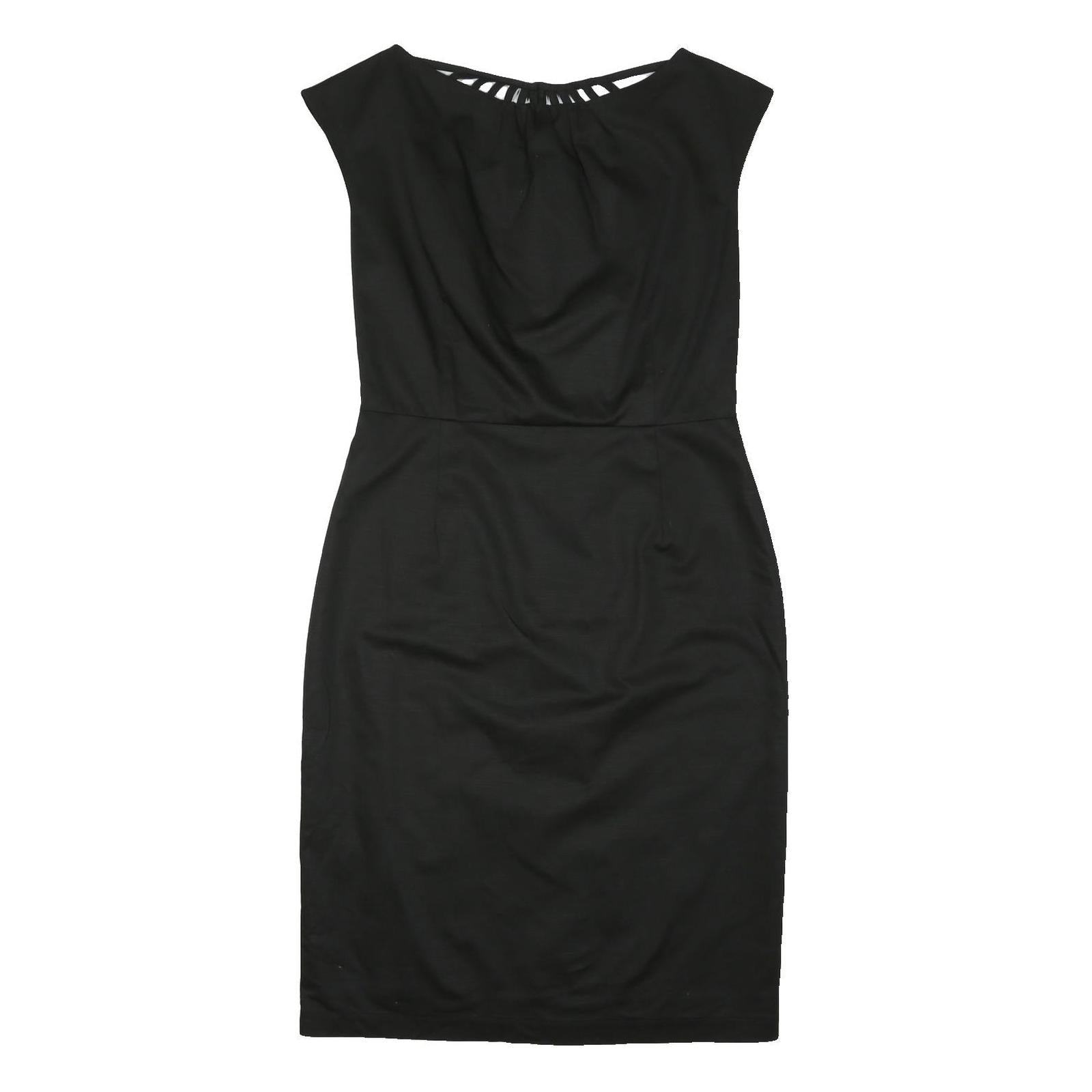 LAURA ASHLEY Womens Black Day Dress Polyester Blend Sleeveless Knee Length Size
