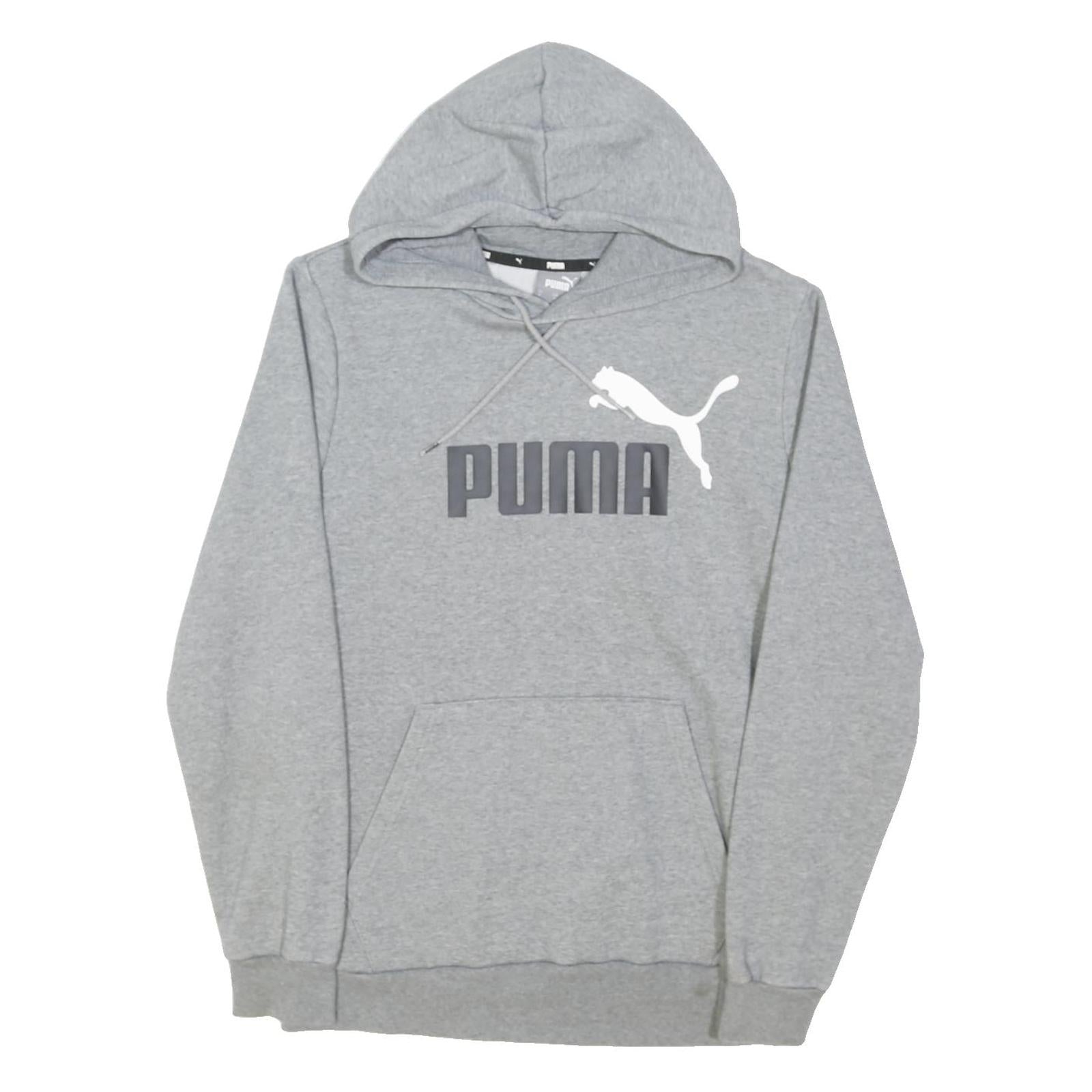 PUMA Mens Grey Pullover Hoodie S Cotton Blend Casual Sportswear