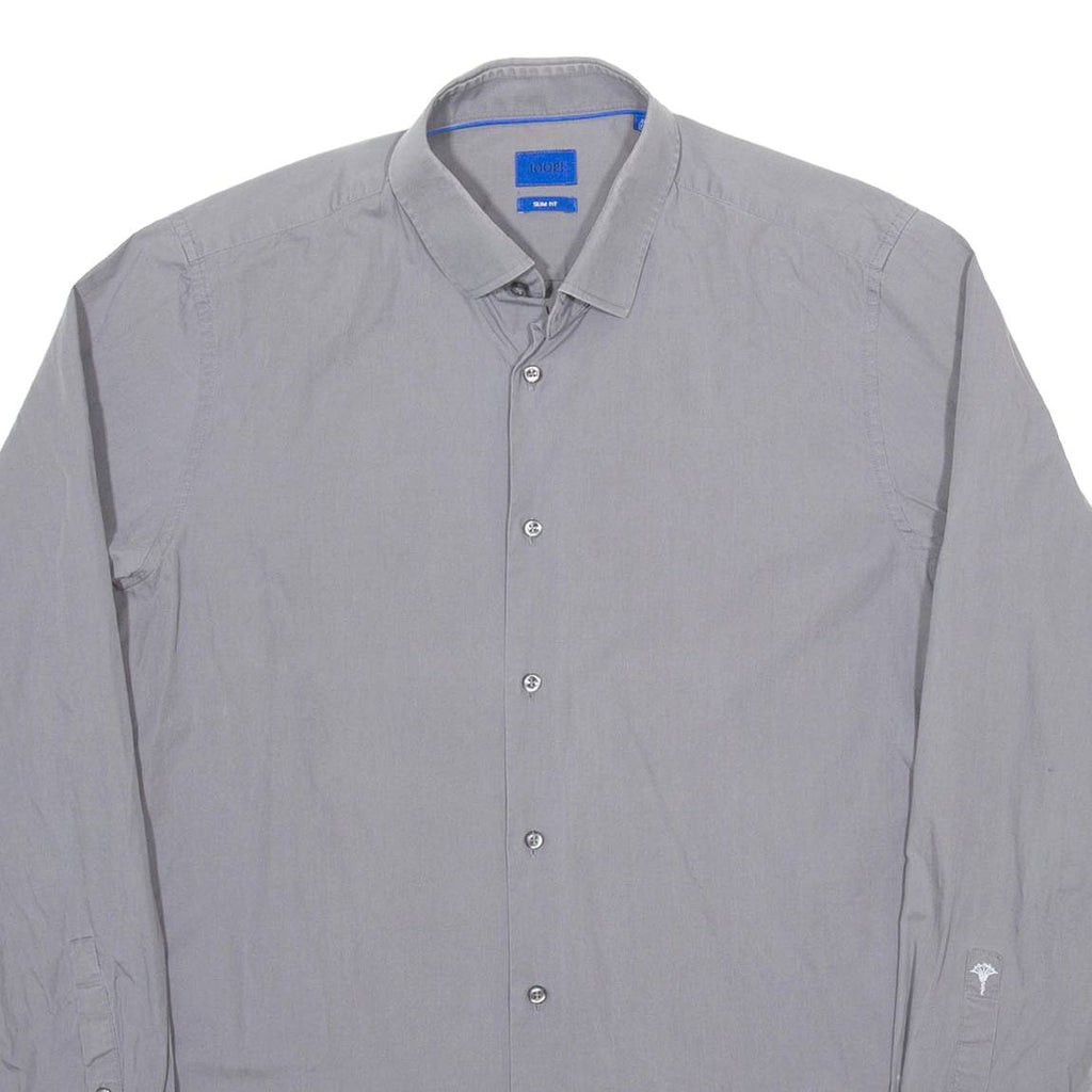 JOOP Slim Fit Mens Plain Shirt Grey Long Sleeve L