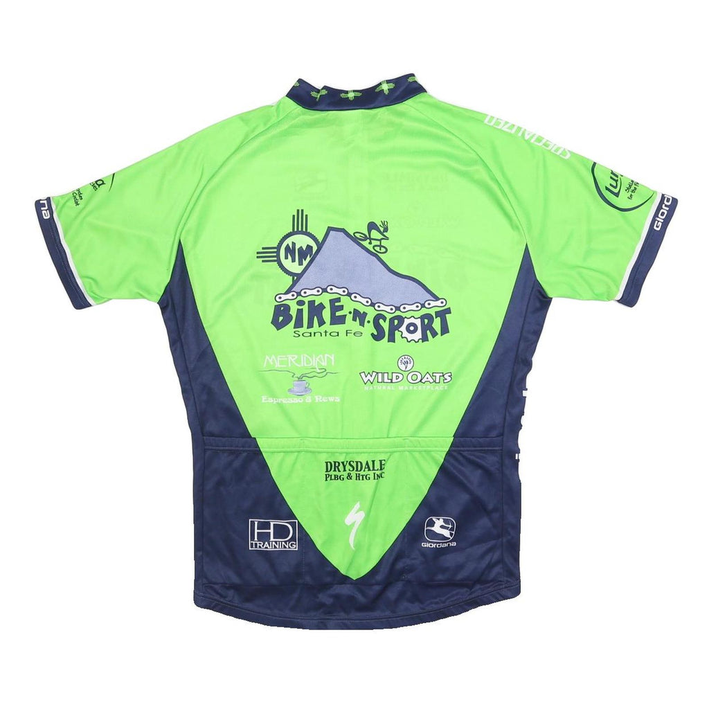 GIORDANA Mens Green & Navy Graphic Cycling Jersey L Short Sleeve Zip Up
