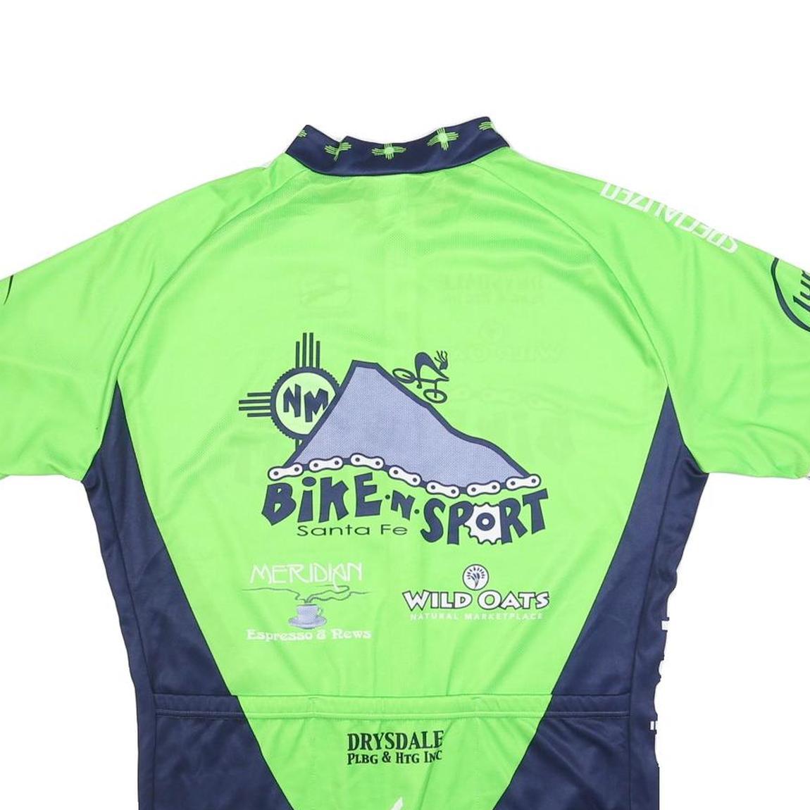 GIORDANA Mens Green & Navy Graphic Cycling Jersey L Short Sleeve Zip Up