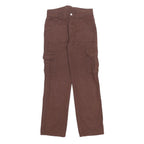 Womens Regular Fit Brown Cargo Trousers Viscose Blend W26 L29 Zip Pocket Design