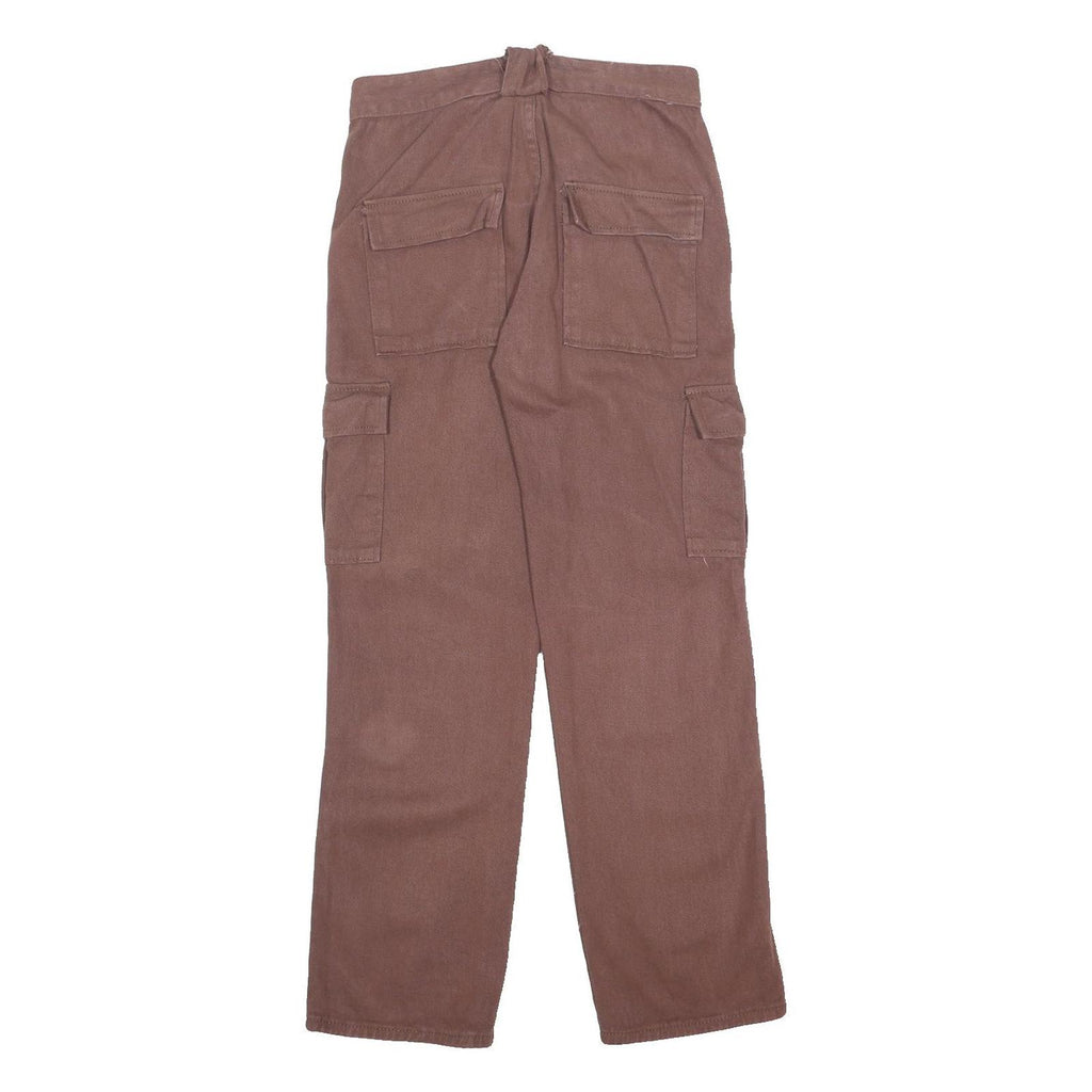 Womens Regular Fit Brown Cargo Trousers Viscose Blend W26 L29 Zip Pocket Design