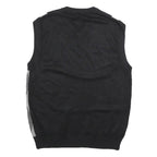 PAUL JONES Mens Black & Grey Patterned V Neck Jumper Basic Knit S Cotton Blend