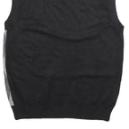 PAUL JONES Mens Black & Grey Patterned V Neck Jumper Basic Knit S Cotton Blend