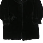 ANN D'ANVILLE Womens Black Faux Fur Button Jacket L Polyester Blend Soft Plush