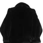 ANN D'ANVILLE Womens Black Faux Fur Button Jacket L Polyester Blend Soft Plush