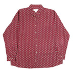 LINKS Mens Red Patterned Shirt XL Button-Down Collar Long Sleeve Casual