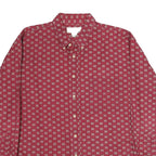 LINKS Mens Red Patterned Shirt XL Button-Down Collar Long Sleeve Casual