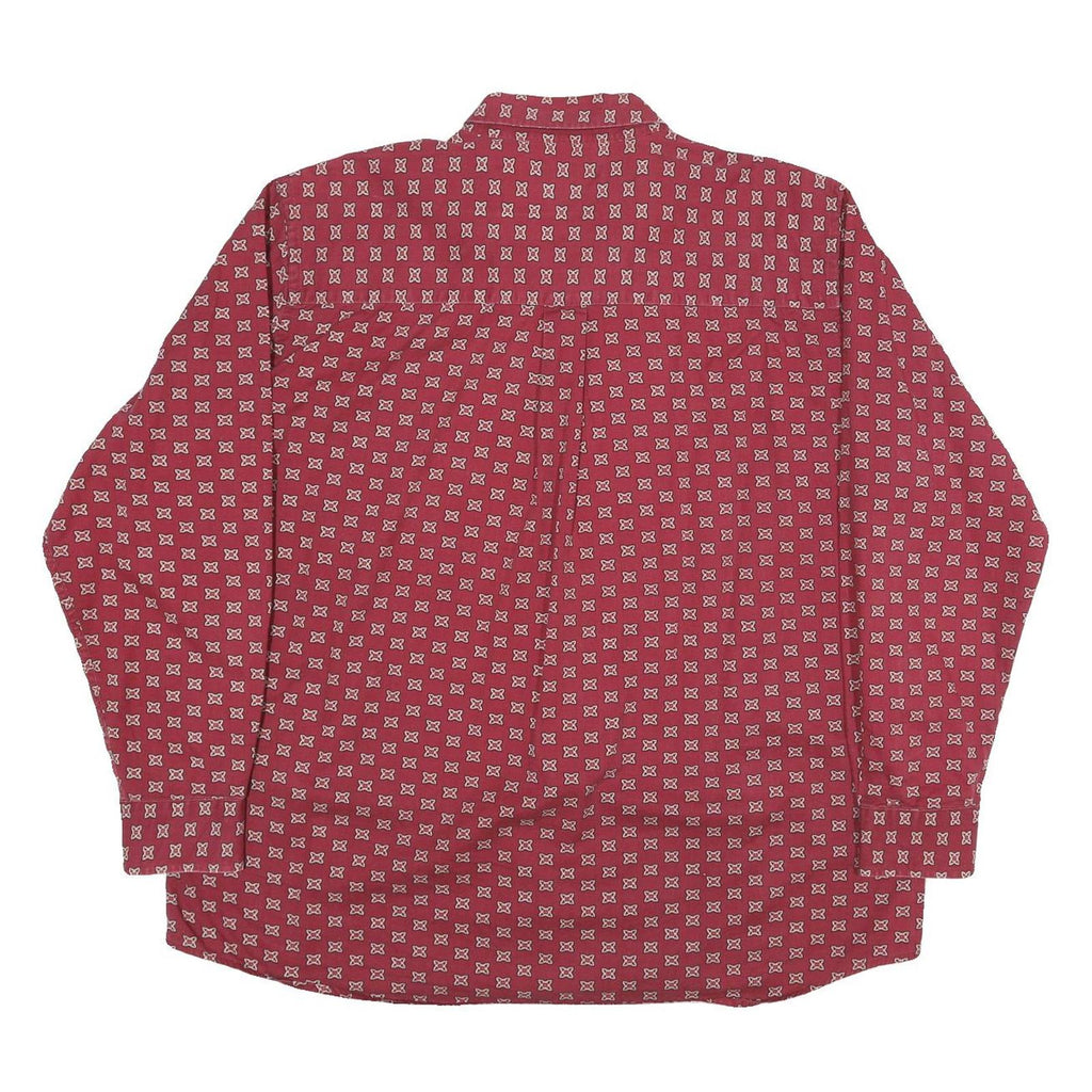 LINKS Mens Red Patterned Shirt XL Button-Down Collar Long Sleeve Casual
