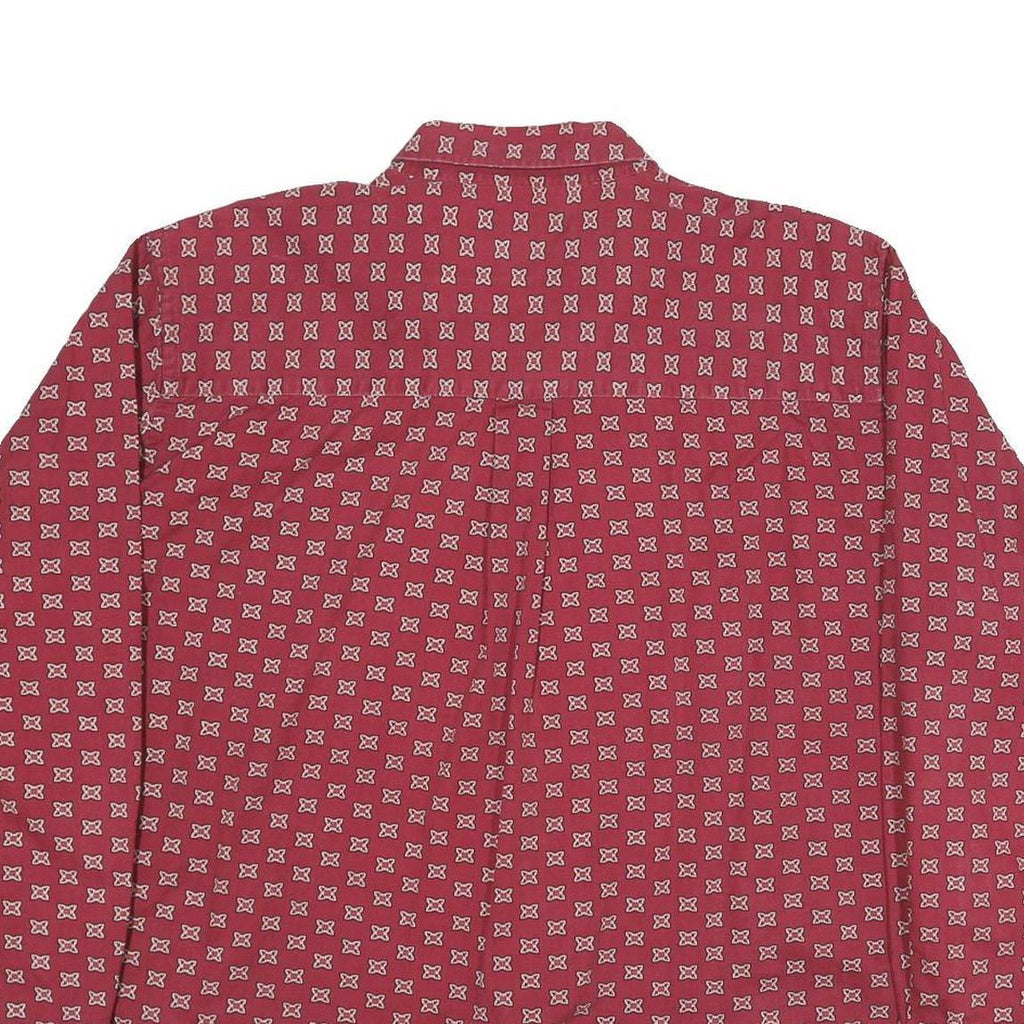LINKS Mens Red Patterned Shirt XL Button-Down Collar Long Sleeve Casual