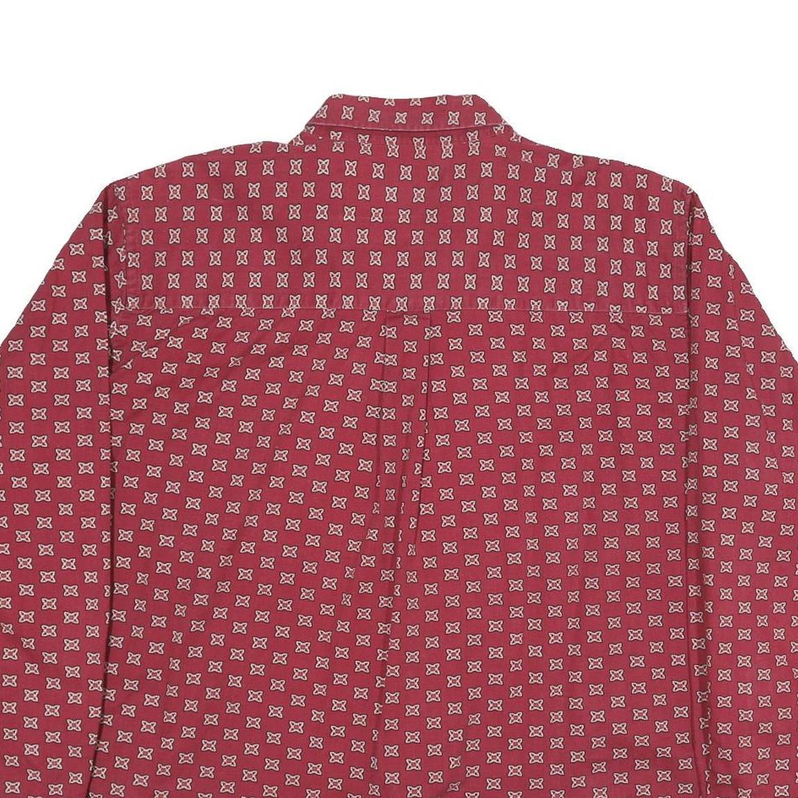 LINKS Mens Red Patterned Shirt XL Button-Down Collar Long Sleeve Casual