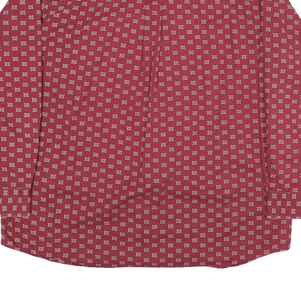 LINKS Mens Red Patterned Shirt XL Button-Down Collar Long Sleeve Casual