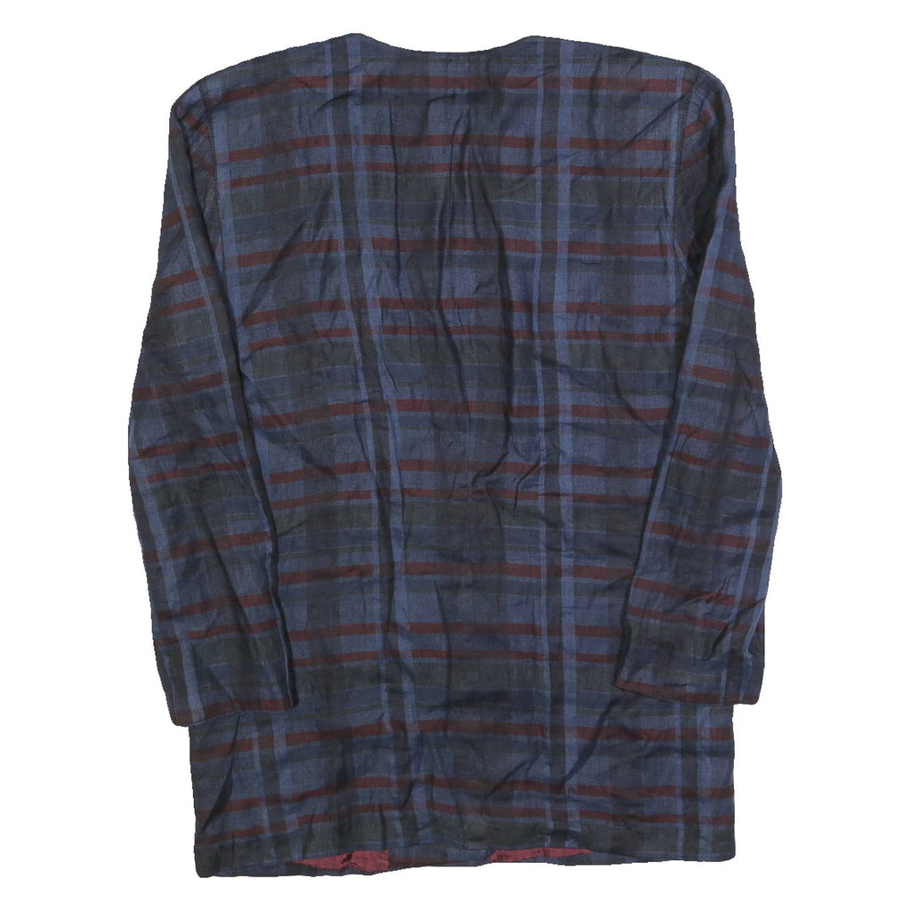 SPOTLIGHT Womens Blue & Brown Long Sleeve Button Cotton Blend Jacket L Check