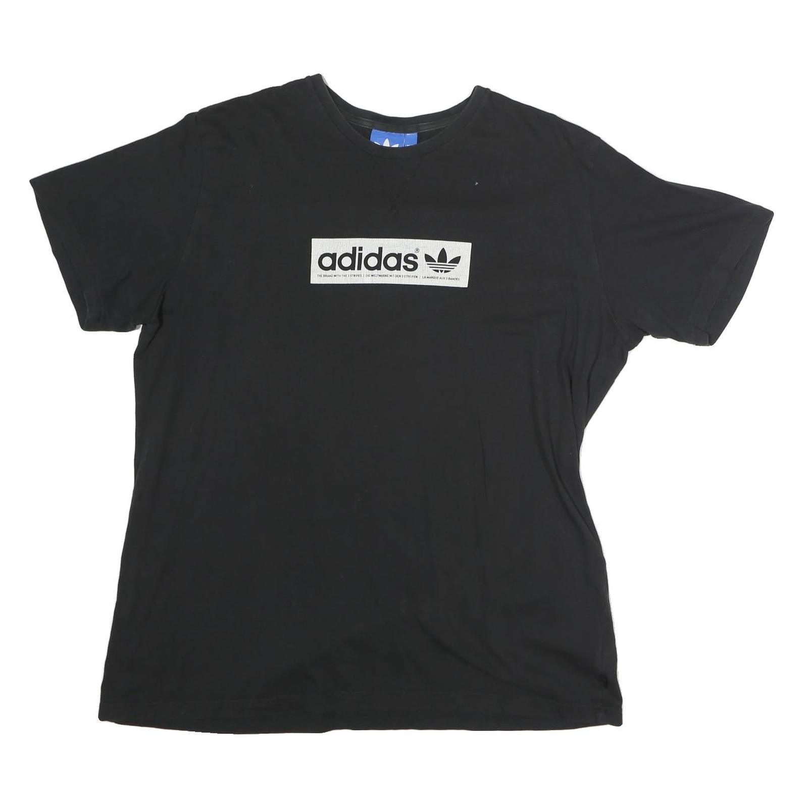 ADIDAS Mens Black Graphic T-Shirt 2XL Short Sleeve Crew Neck Cotton Sports