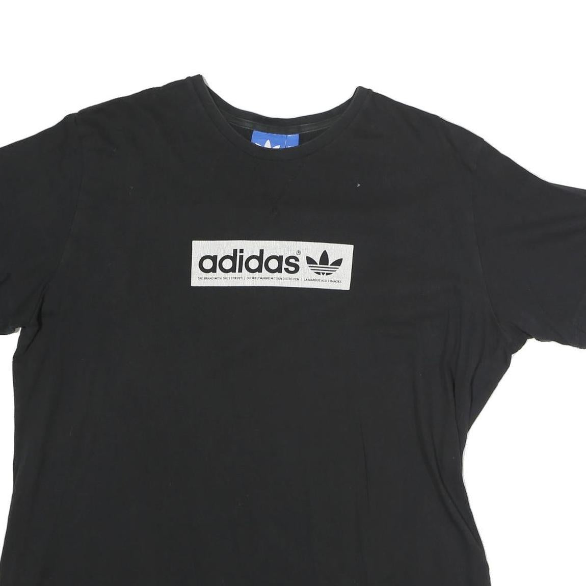 ADIDAS Mens Black Graphic T-Shirt 2XL Short Sleeve Crew Neck Cotton Sports