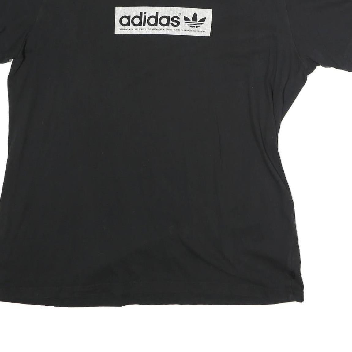 ADIDAS Mens Black Graphic T-Shirt 2XL Short Sleeve Crew Neck Cotton Sports